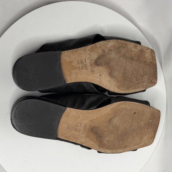 VINCE. Womens Black Twisted Strap Zoya Toe Leather Slide Sandals 7.5M - Picture 6 of 7
